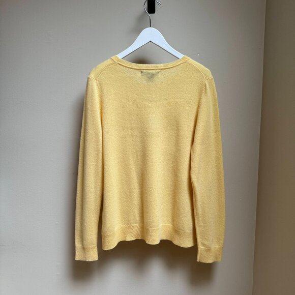 TAHARI 100% 2-Ply Cashmere Classic Crewneck Sweater – Bright Yellow - Picture 4 of 9